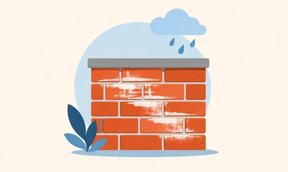 Белый налёт на кирпиче после дождя